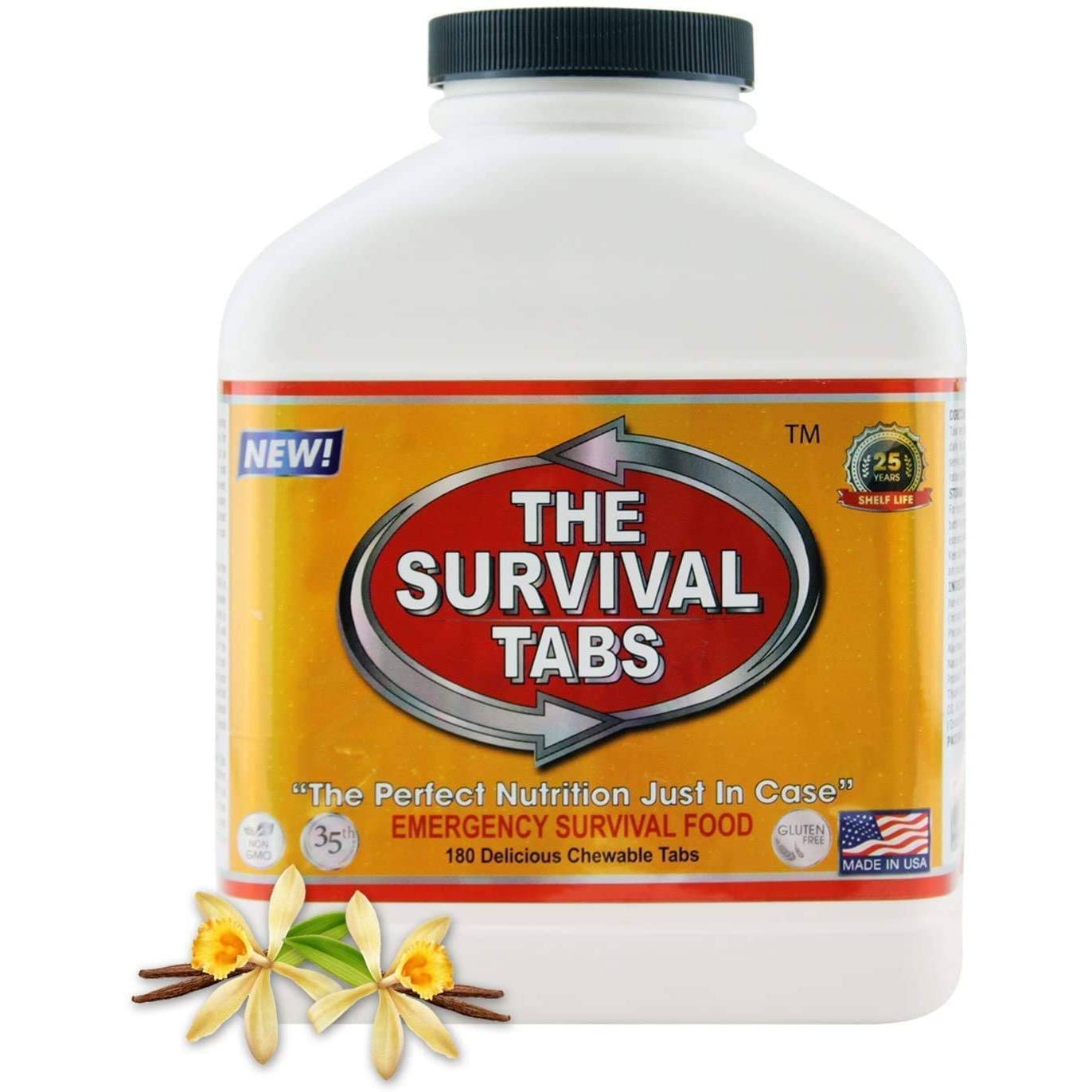 The Survival Tabs - Vanilla Tub - 180 Food Tablets - (SHIPS WITHIN 1-2 WEEKS) with vanilla and cinnamon.
